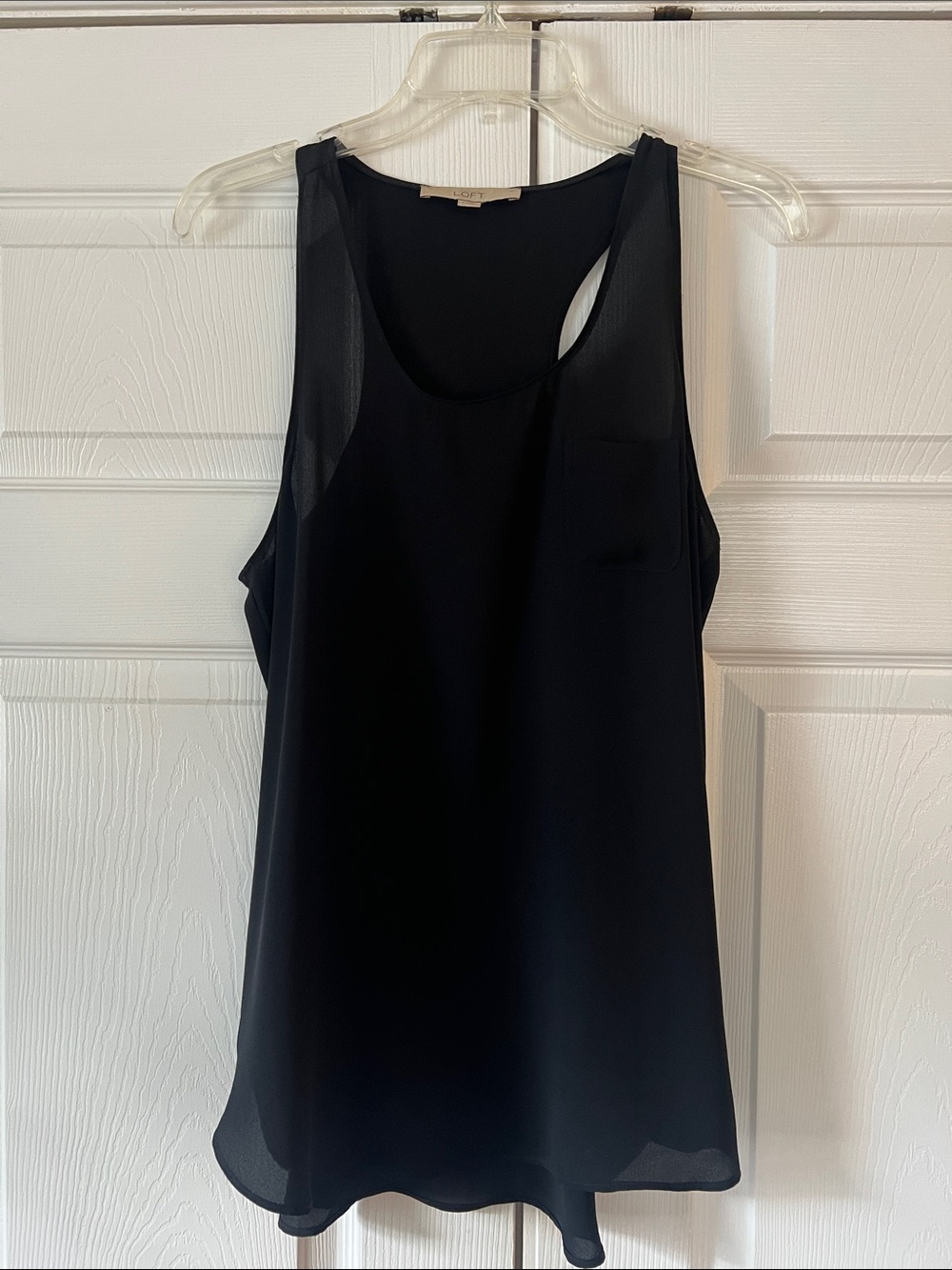 LOFT Black Chiffon Scoop Neck Tank Top